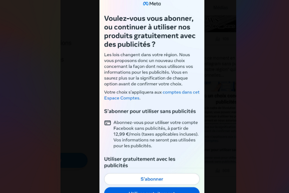 popup-presente-sur-les-site-meta-pour-choix-abonnement-capture d'écran par actu.fr